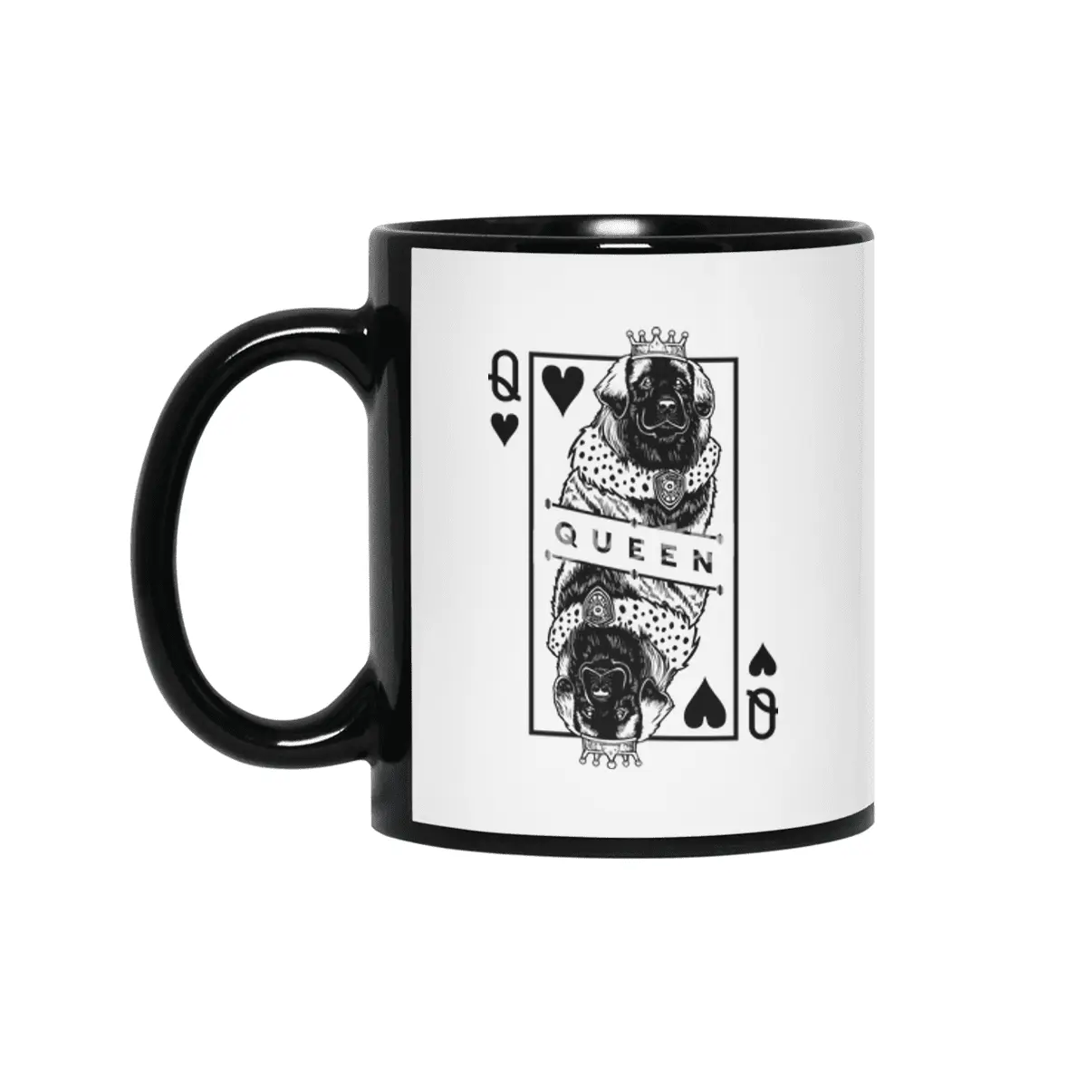 Leonberger Queen Of Hearts Funny Leo Dog Lover Pop Art Siyah Kupa