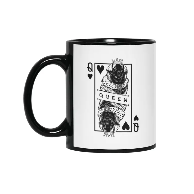 Leonberger Queen Of Hearts Funny Leo Dog Lover Pop Art Siyah Kupa