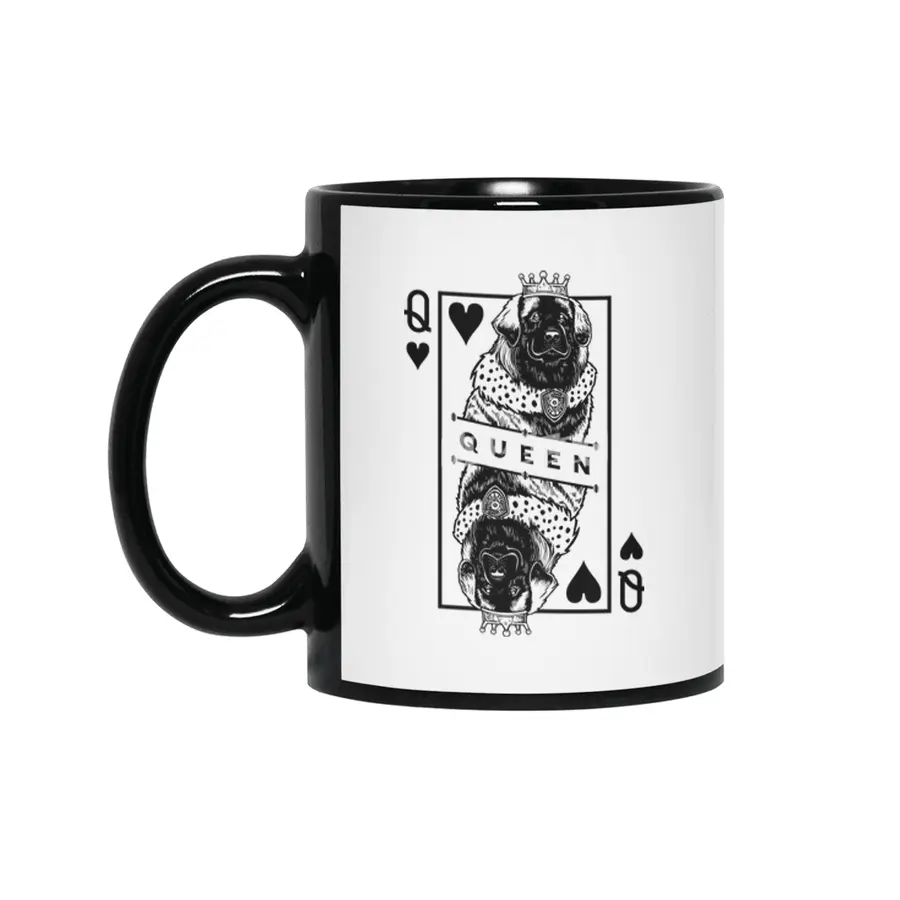 Leonberger Queen Of Hearts Funny Leo Dog Lover Pop Art Siyah Kupa