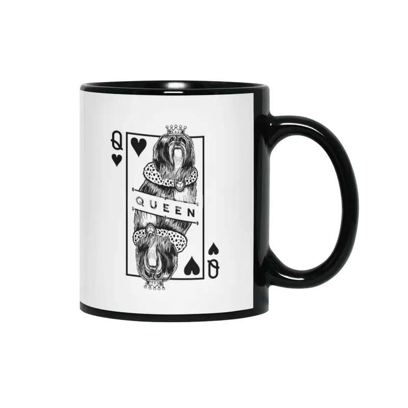 Lhasa Apso Queen Of Hearts Funny Dog Lover Pop Art Siyah Kupa