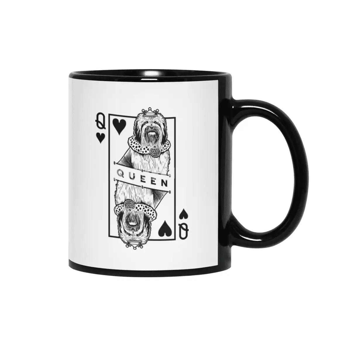 Lowchen Queen Of Hearts Funny Little Lion Dog Lover Pop Art Siyah Kupa