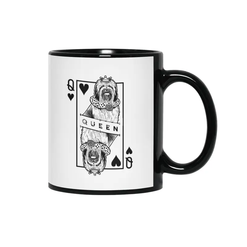 Lowchen Queen Of Hearts Funny Little Lion Dog Lover Pop Art Siyah Kupa