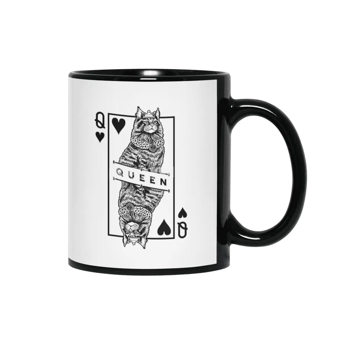 Maine Coon Queen Of Hearts Funny Cat Lover Pop Art Siyah Kupa