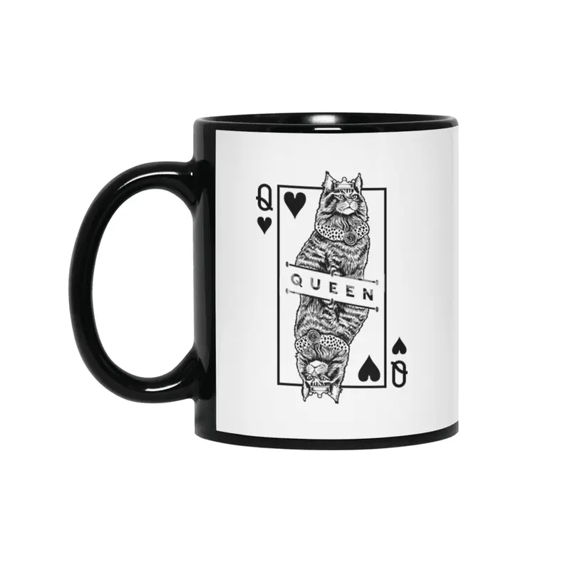 Maine Coon Queen Of Hearts Funny Cat Lover Pop Art Siyah Kupa