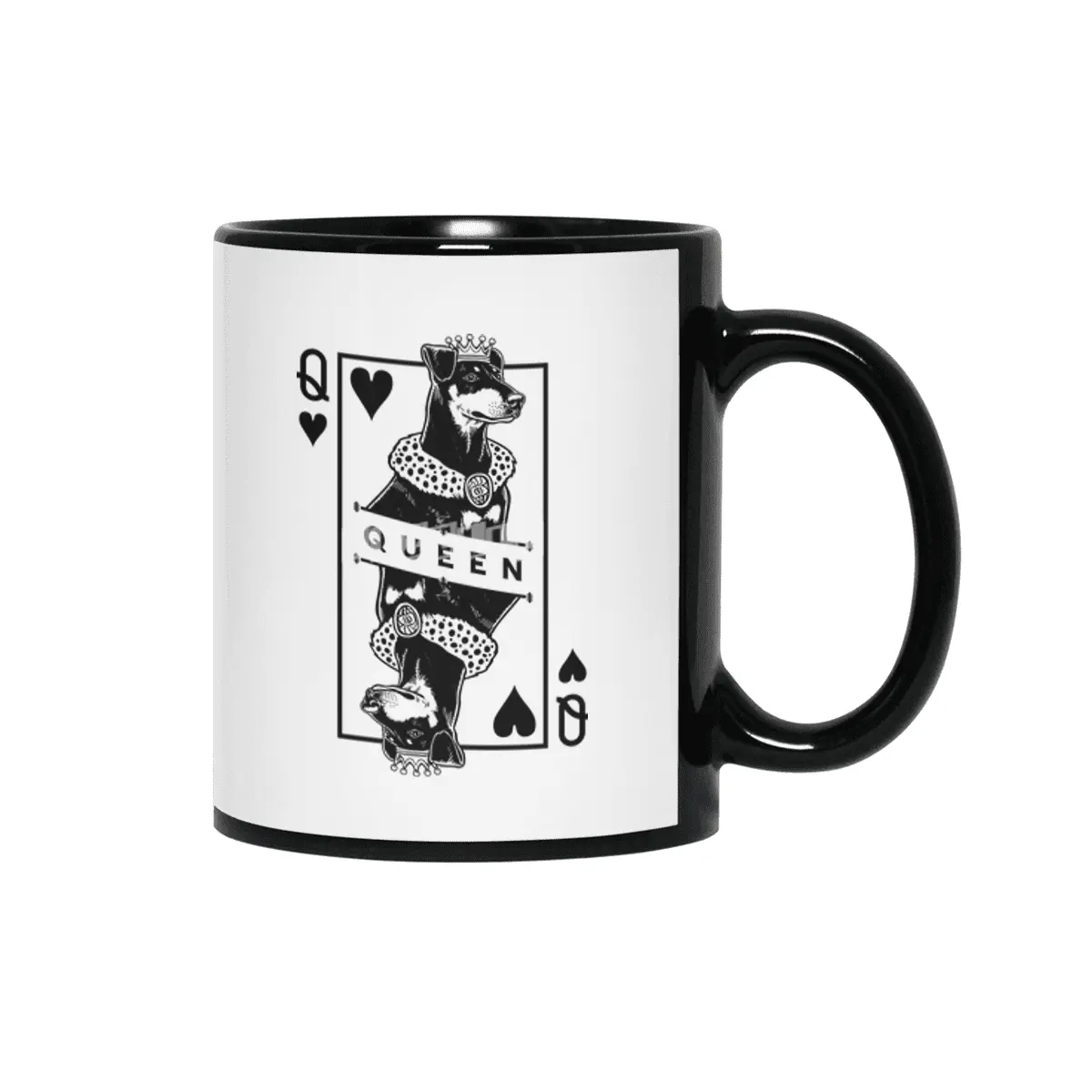 Manchester Terrier Queen Of Hearts Funny Dog Lover Pop Art Siyah Kupa