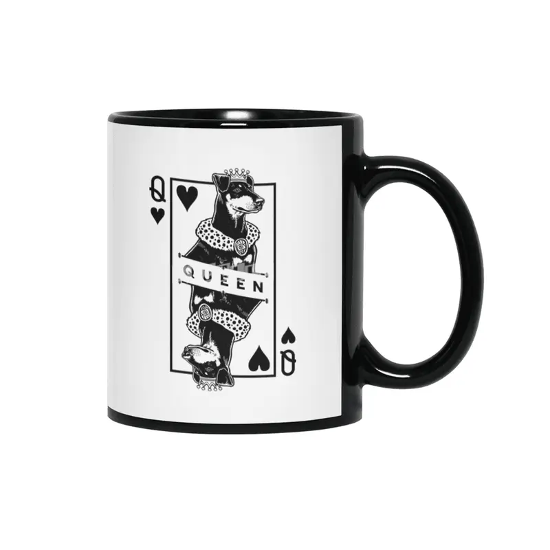 Manchester Terrier Queen Of Hearts Funny Dog Lover Pop Art Siyah Kupa