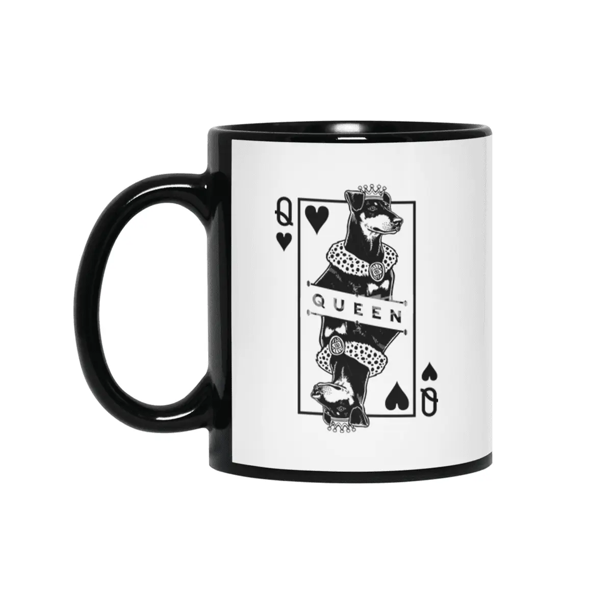 Manchester Terrier Queen Of Hearts Funny Dog Lover Pop Art Siyah Kupa