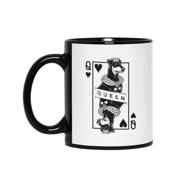 Manchester Terrier Queen Of Hearts Funny Dog Lover Pop Art Siyah Kupa