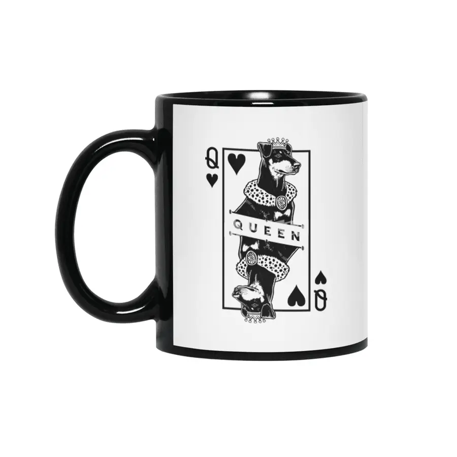 Manchester Terrier Queen Of Hearts Funny Dog Lover Pop Art Siyah Kupa