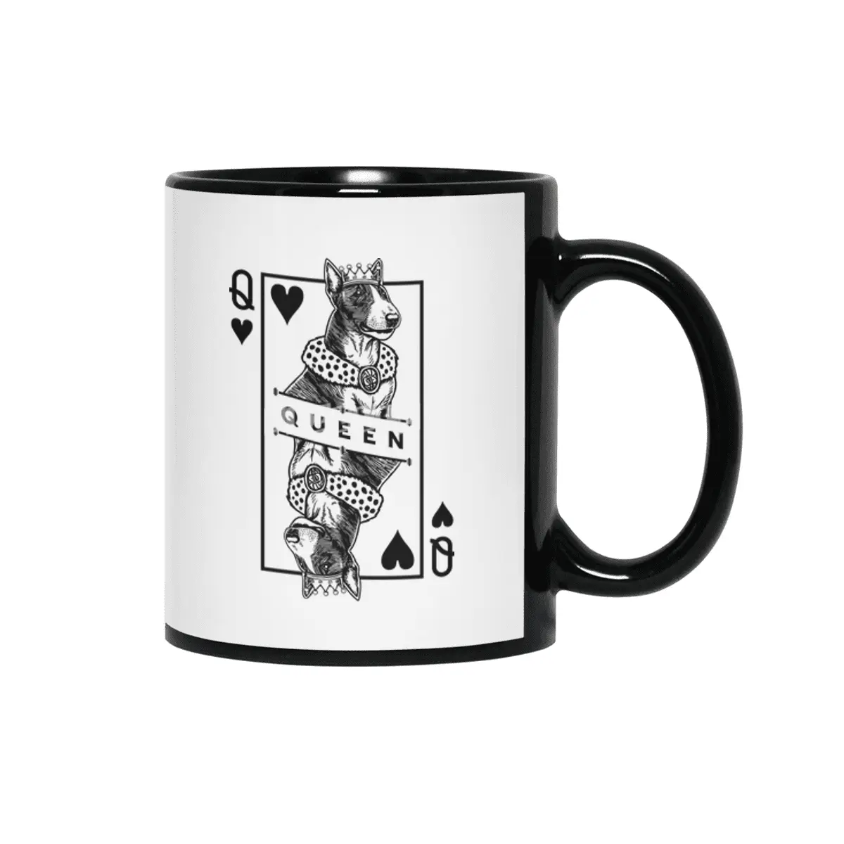 Miniature Bull Terrier Queen Of Hearts Dog Lover Pop Art Siyah Kupa