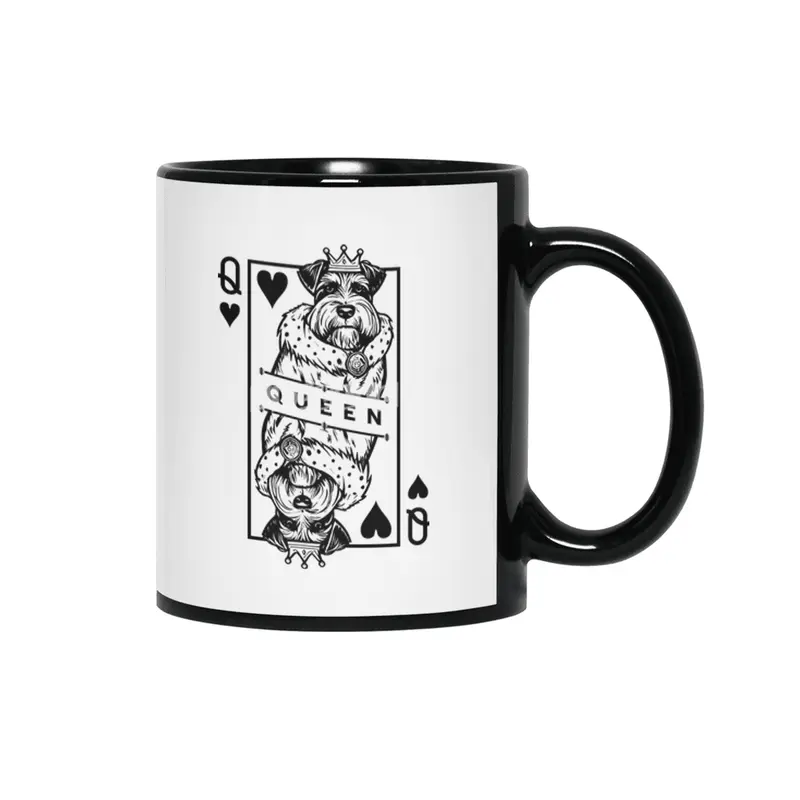 Miniature Schnauzer Queen Of Hearts Dog Playing Card Pop Art Siyah Kupa