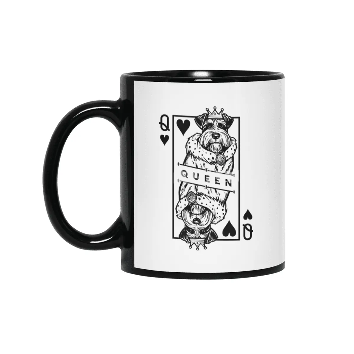 Miniature Schnauzer Queen Of Hearts Dog Playing Card Pop Art Siyah Kupa