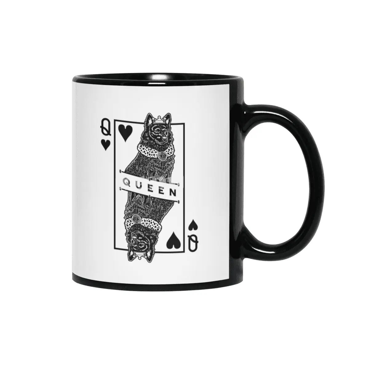Mudi Black Queen Of Hearts Funny Dog Lover Pop Art Siyah Kupa