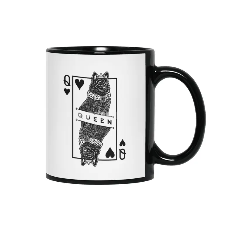 Mudi Black Queen Of Hearts Funny Dog Lover Pop Art Siyah Kupa