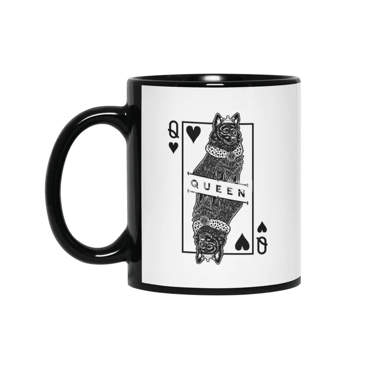 Mudi Black Queen Of Hearts Funny Dog Lover Pop Art Siyah Kupa