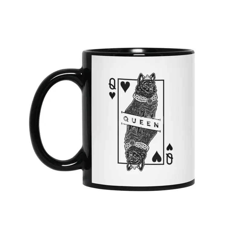 Mudi Black Queen Of Hearts Funny Dog Lover Pop Art Siyah Kupa