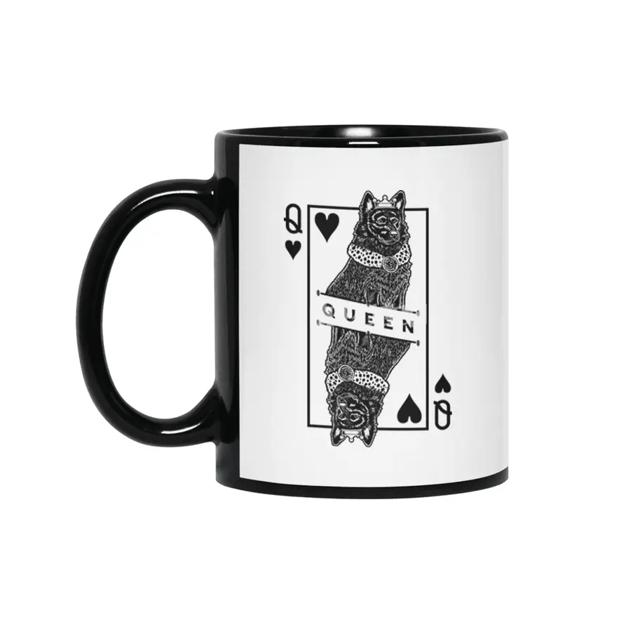 Mudi Black Queen Of Hearts Funny Dog Lover Pop Art Siyah Kupa