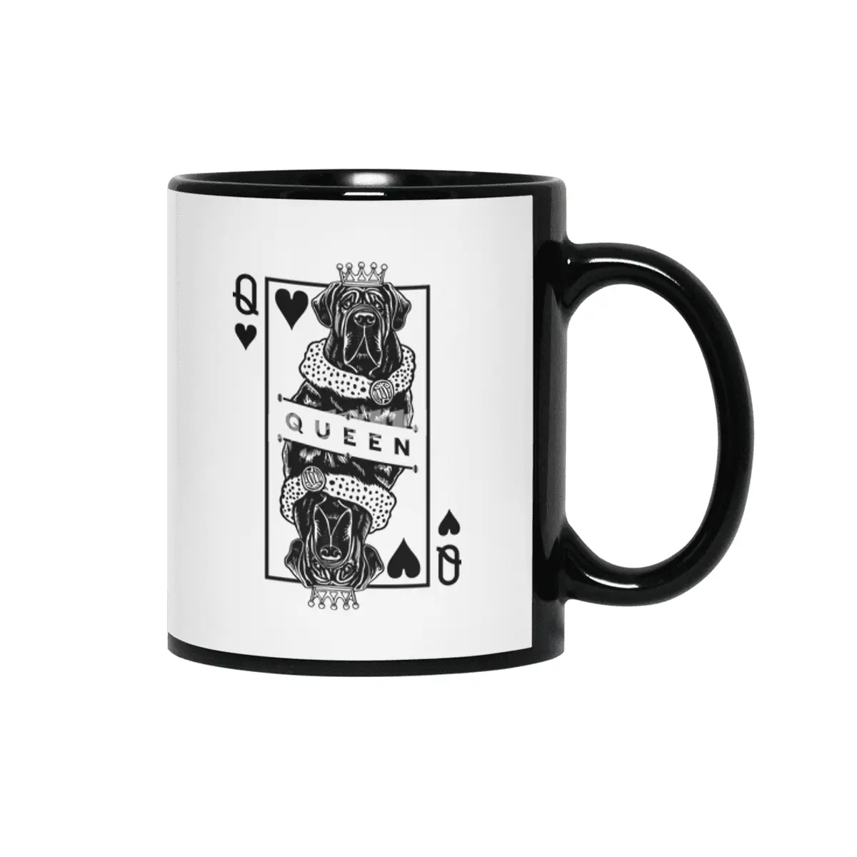 Neapolitan Mastiff Queen Of Hearts Funny Dog Lover Pop Art Siyah Kupa