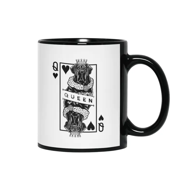 Neapolitan Mastiff Queen Of Hearts Funny Dog Lover Pop Art Siyah Kupa