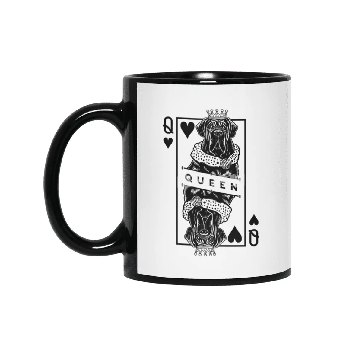 Neapolitan Mastiff Queen Of Hearts Funny Dog Lover Pop Art Siyah Kupa