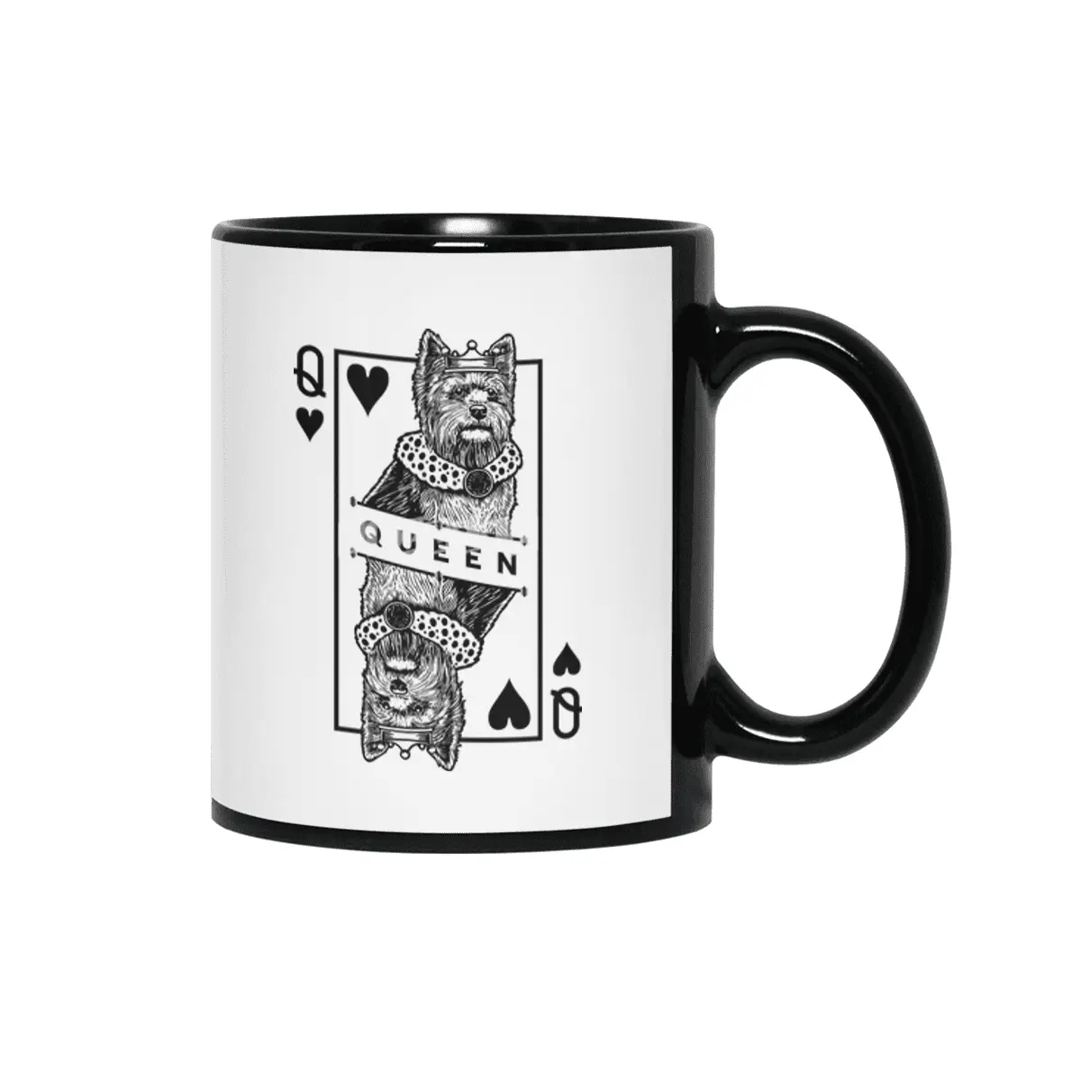 Norwich Terrier Queen Of Hearts Funny Dog Lover Pop Art Siyah Kupa