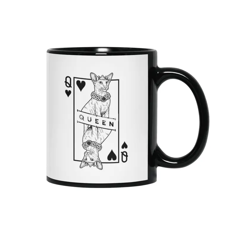 Oriental Shorthair Cat Lover Queen Of Hearts Funny Pop Art Siyah Kupa