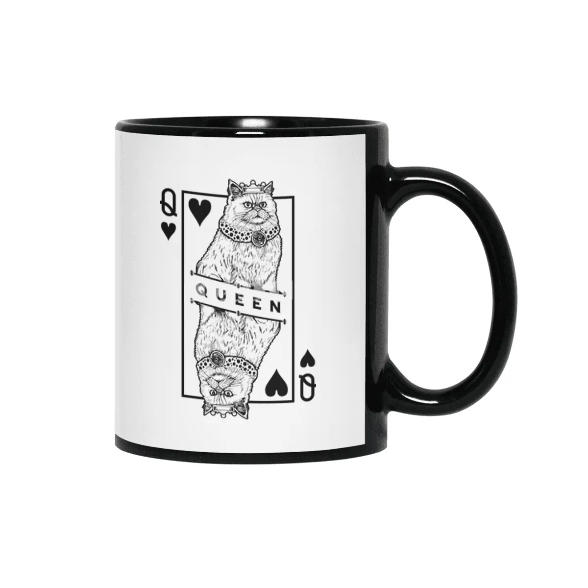Persian Cat Lover Queen Of Hearts Funny Pop Art Siyah Kupa