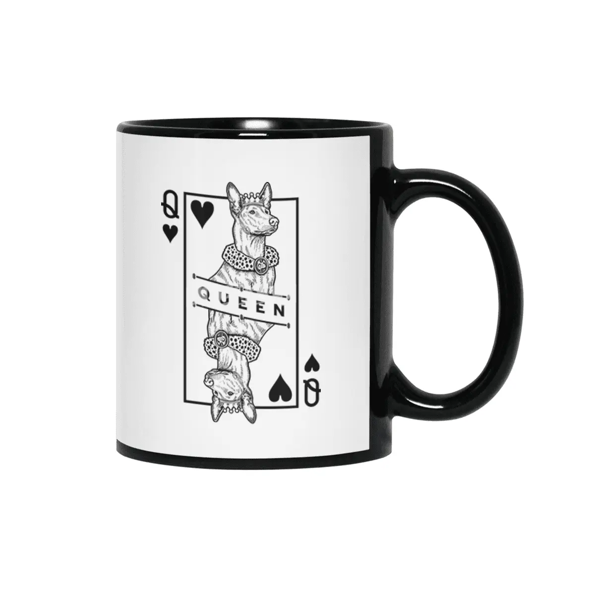 Pharaoh Hound Queen Of Hearts Funny Dog Lover Pop Art Siyah Kupa