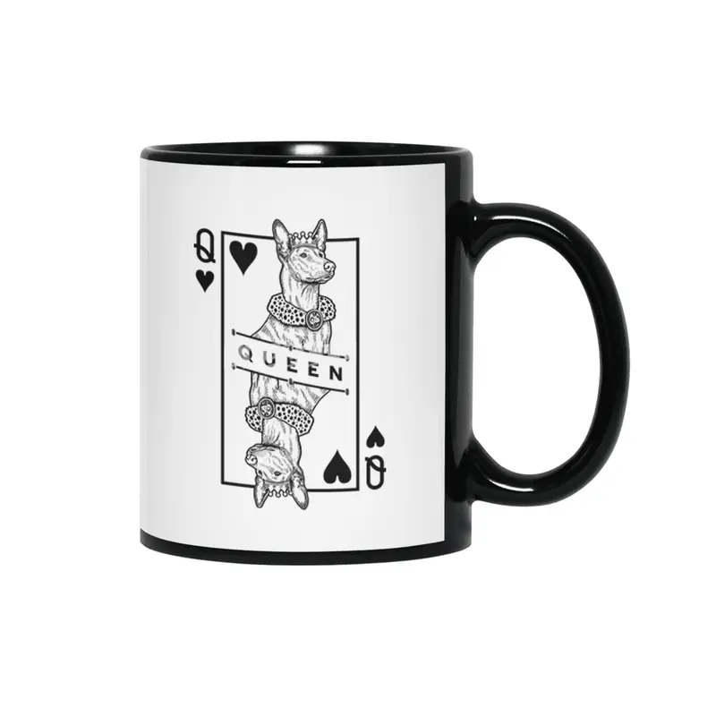 Pharaoh Hound Queen Of Hearts Funny Dog Lover Pop Art Siyah Kupa