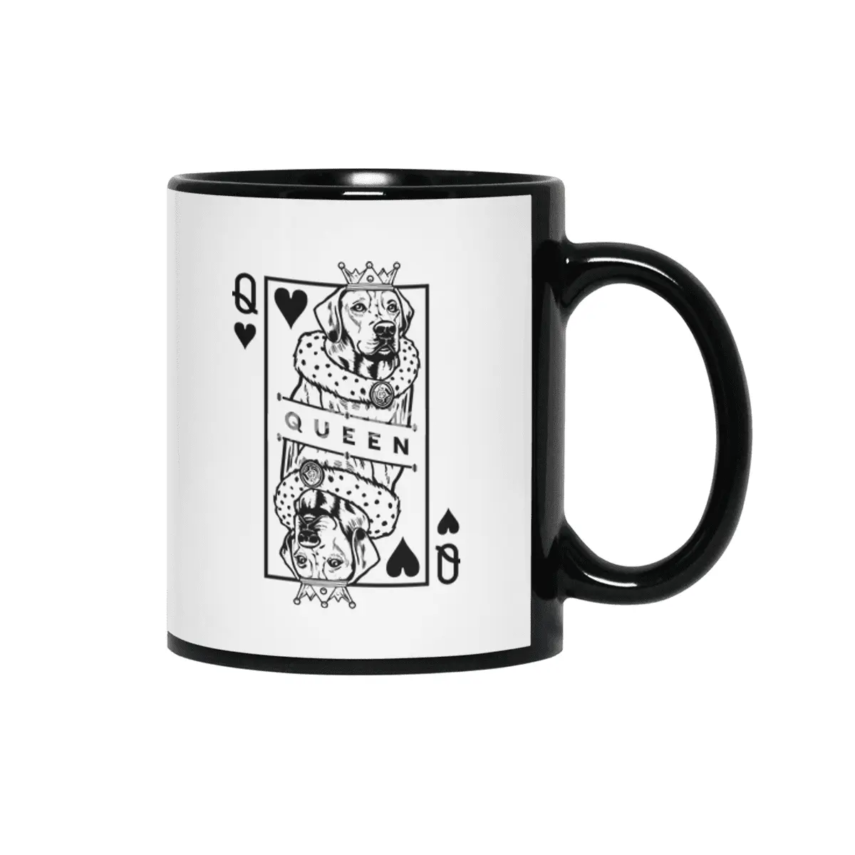 Rhodesian Ridgeback Queen Of Hearts Dog Playing Card Pop Art Siyah Kupa