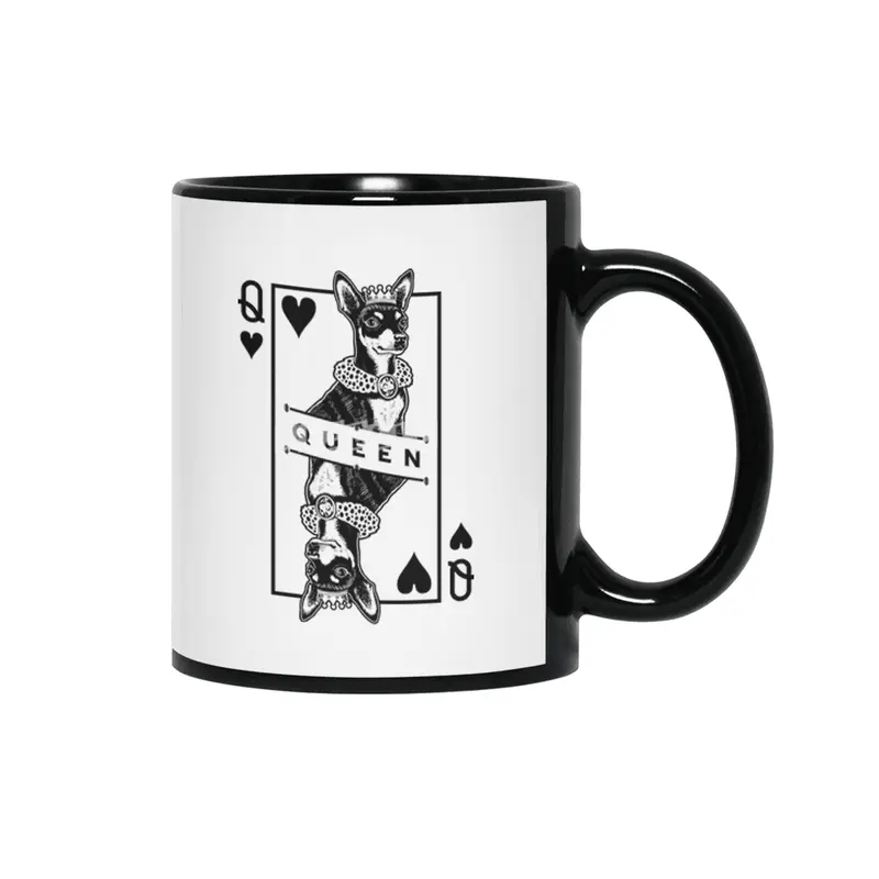 Russian Toy Terrier Queen Of Hearts Funny Dog Lover Pop Art Siyah Kupa