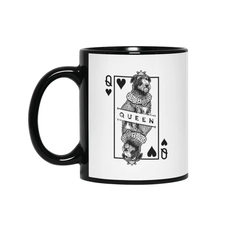 Scottish Deerhound Queen Of Hearts Funny Dog Lover Pop Art Siyah Kupa