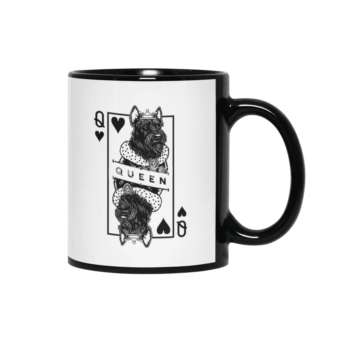 Scottish Terrier Queen Of Hearts Funny Dog Lover Pop Art Siyah Kupa