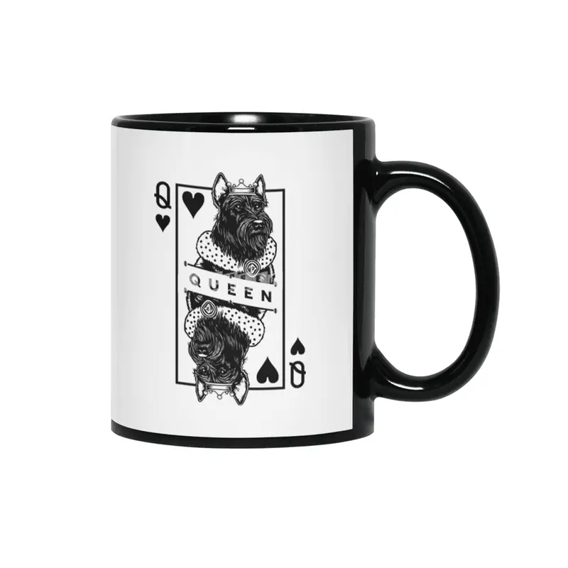 Scottish Terrier Queen Of Hearts Funny Dog Lover Pop Art Siyah Kupa
