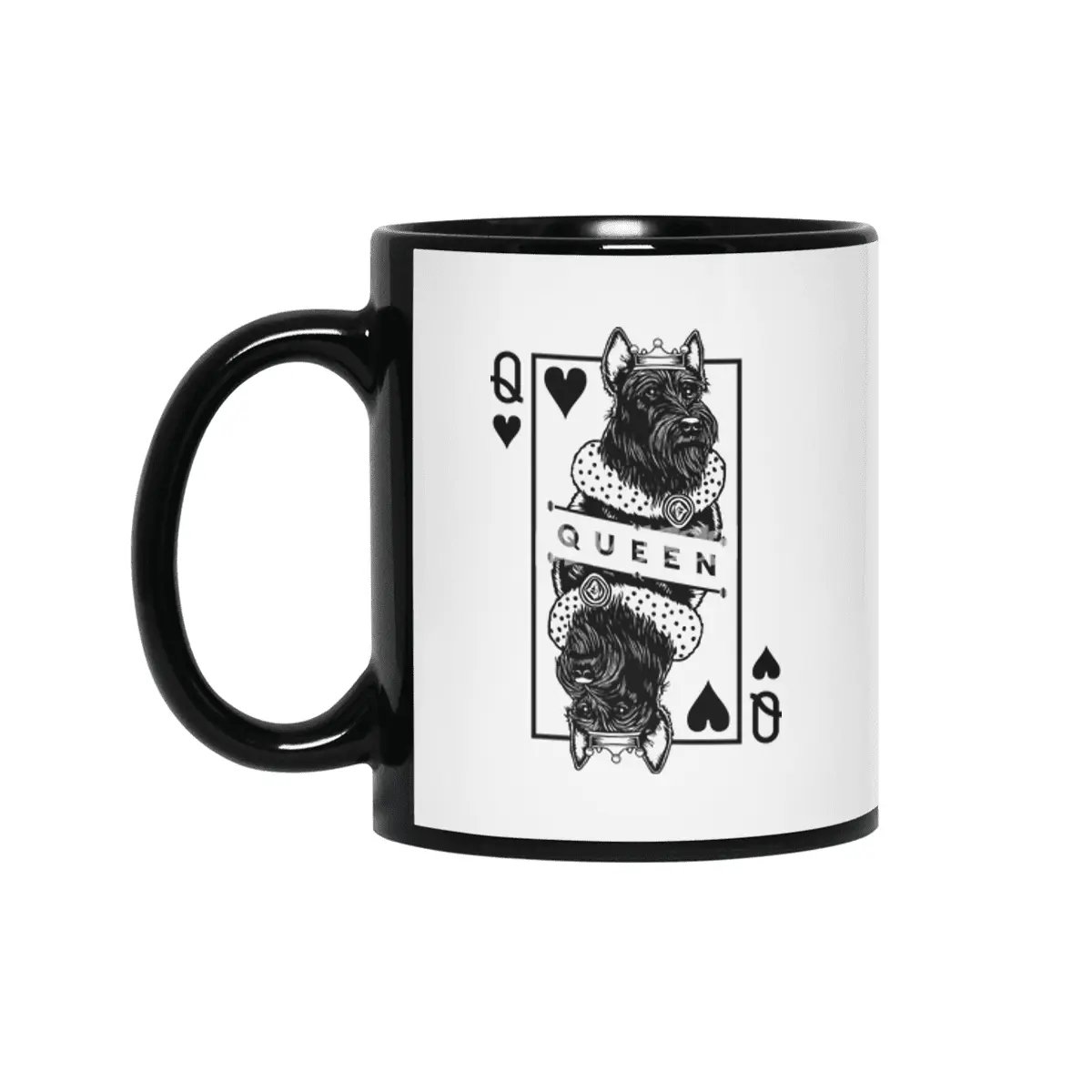 Scottish Terrier Queen Of Hearts Funny Dog Lover Pop Art Siyah Kupa