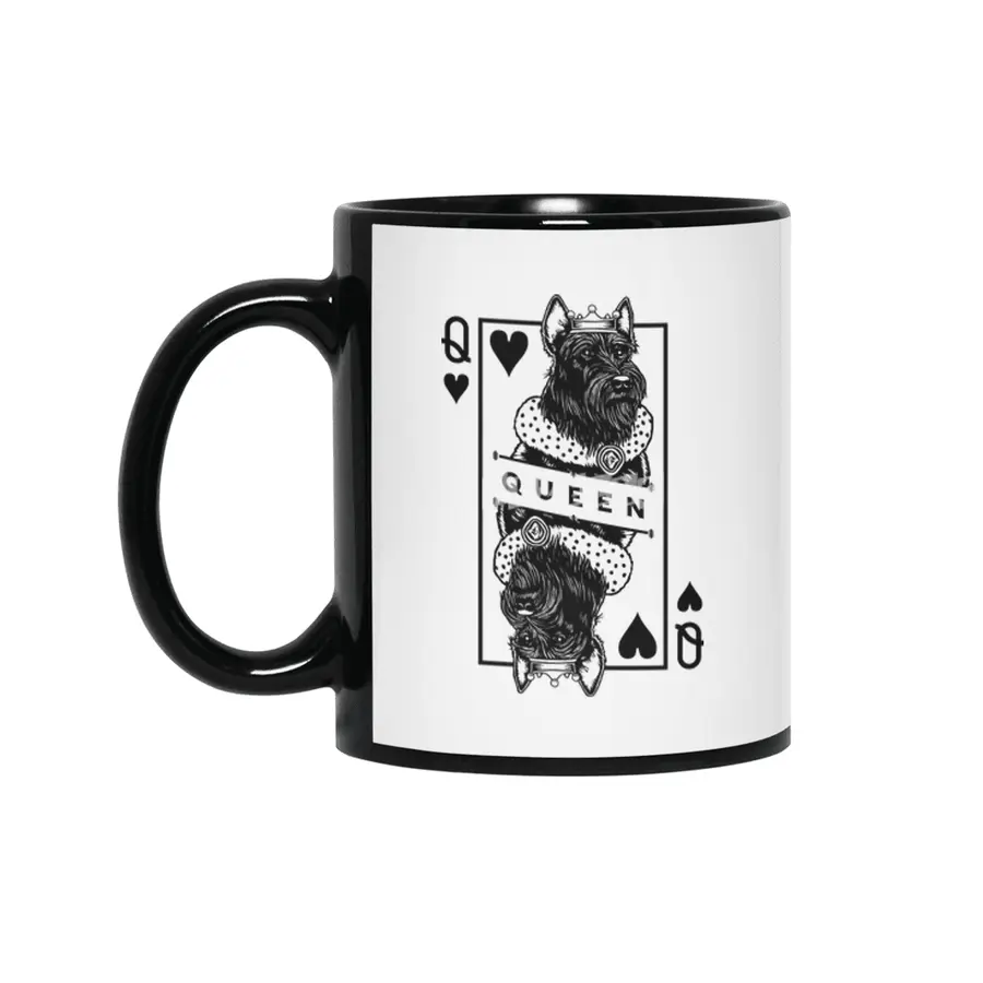 Scottish Terrier Queen Of Hearts Funny Dog Lover Pop Art Siyah Kupa