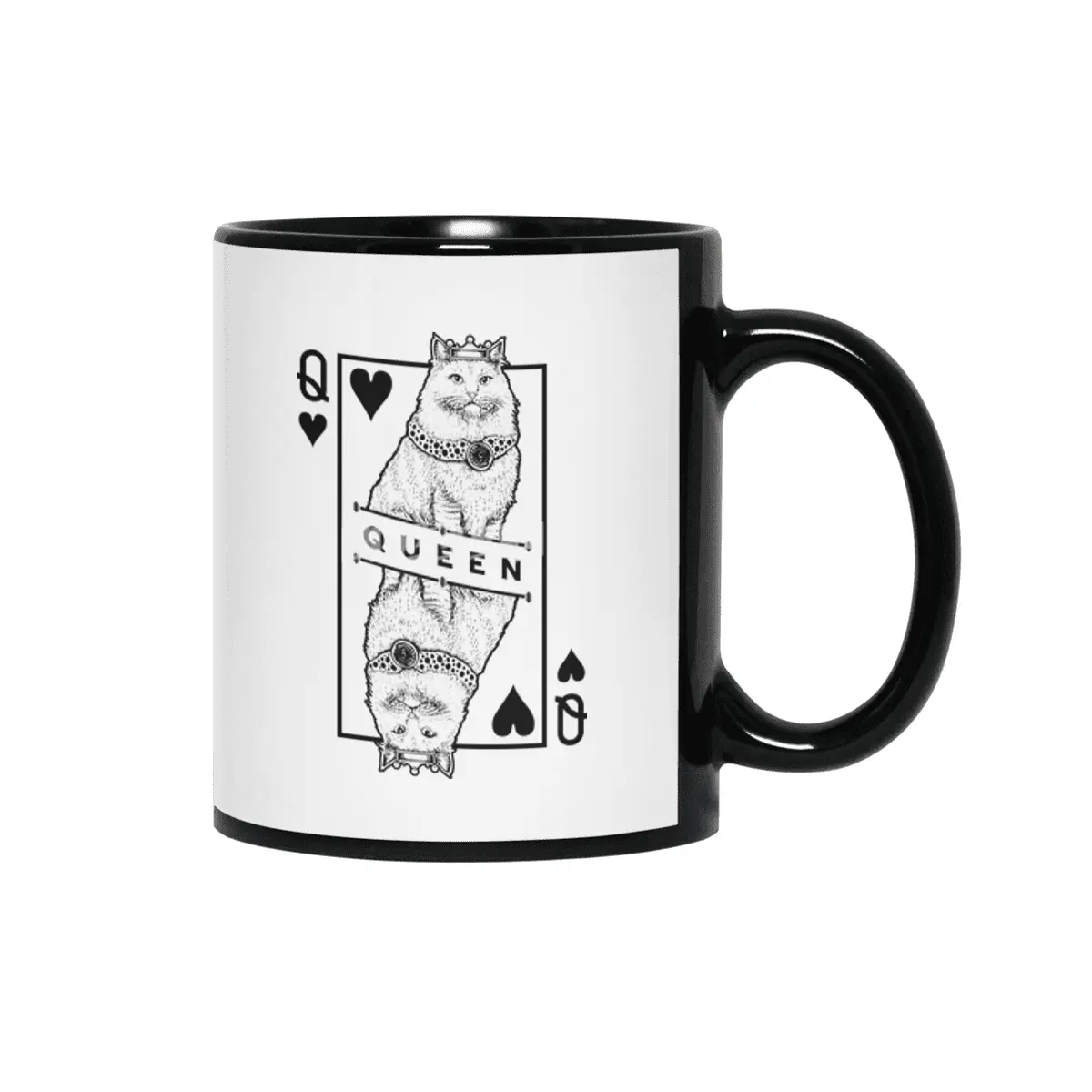 Siberian Cat Lover Queen Of Hearts Funny Pop Art Siyah Kupa