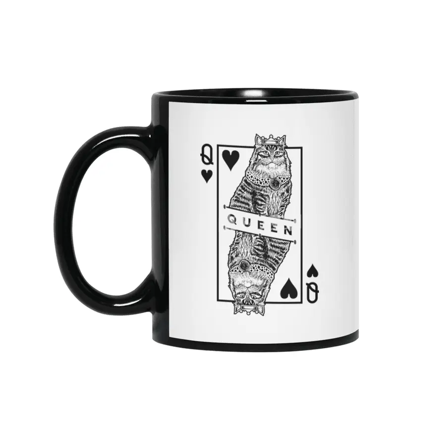 Siberian Cat Lover Queen Of Hearts Funny Pop Art Siyah Kupa