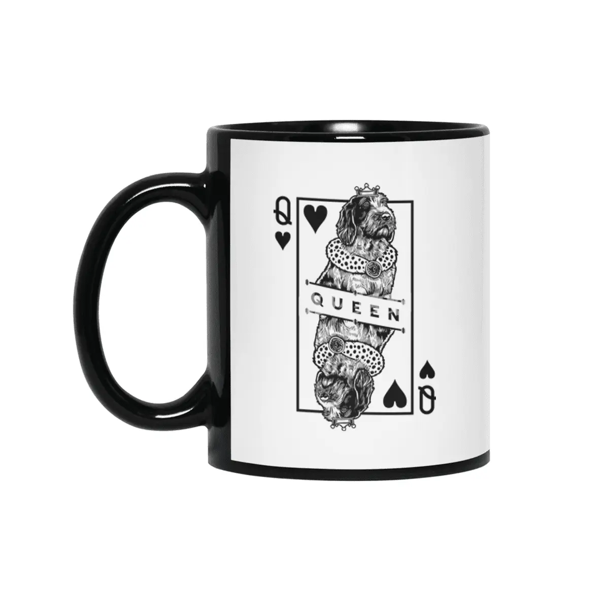 Spinone Italiano Queen Of Hearts Funny Dog Lover Pop Art Siyah Kupa