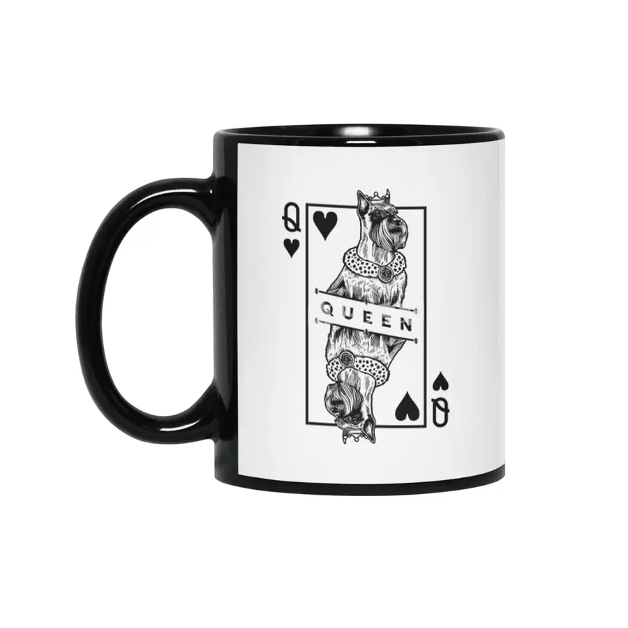 Standard Schnauzer Queen Of Hearts Funny Dog Lover Pop Art Siyah Kupa