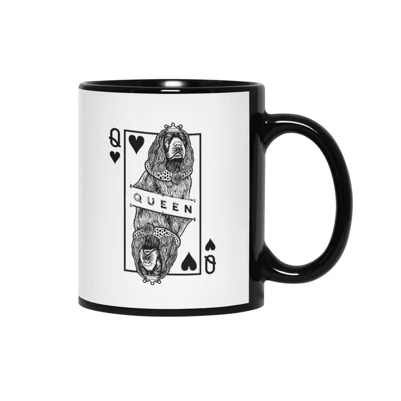 Sussex Spaniel Queen Of Hearts Funny Dog Lover Pop Art Siyah Kupa