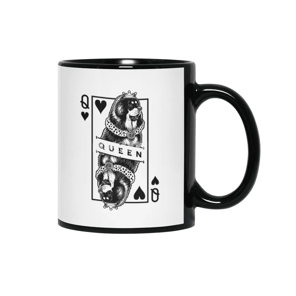 Tibetan Mastiff Queen Of Hearts Funny Dog Lover Pop Art Siyah Kupa