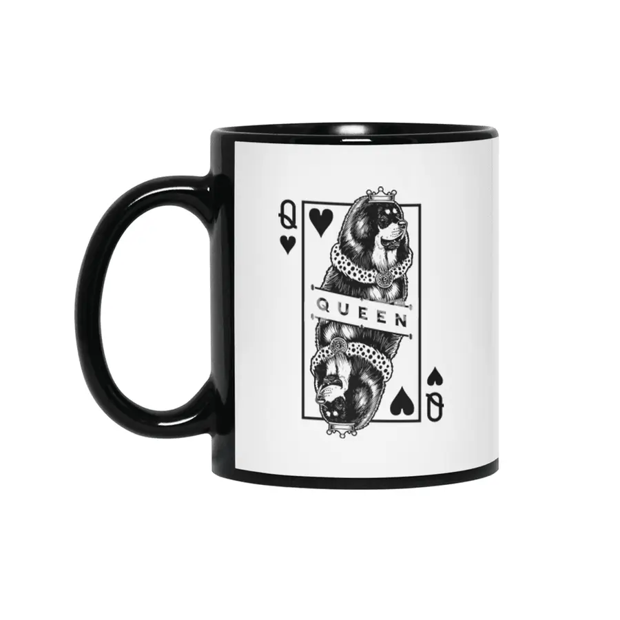 Tibetan Mastiff Queen Of Hearts Funny Dog Lover Pop Art Siyah Kupa