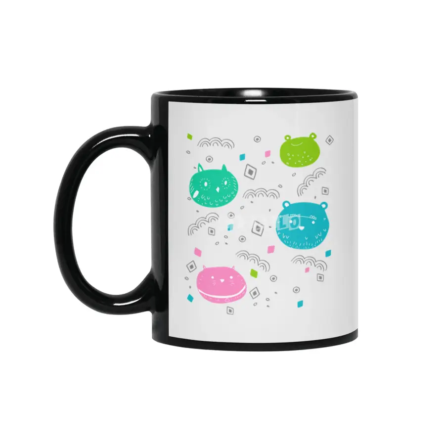 Cute animals pattern Siyah Kupa