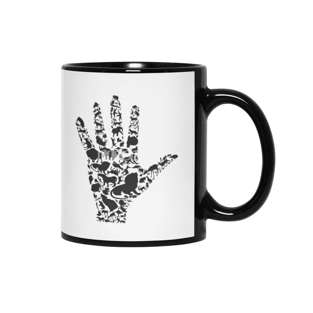 Hand an animal Siyah Kupa