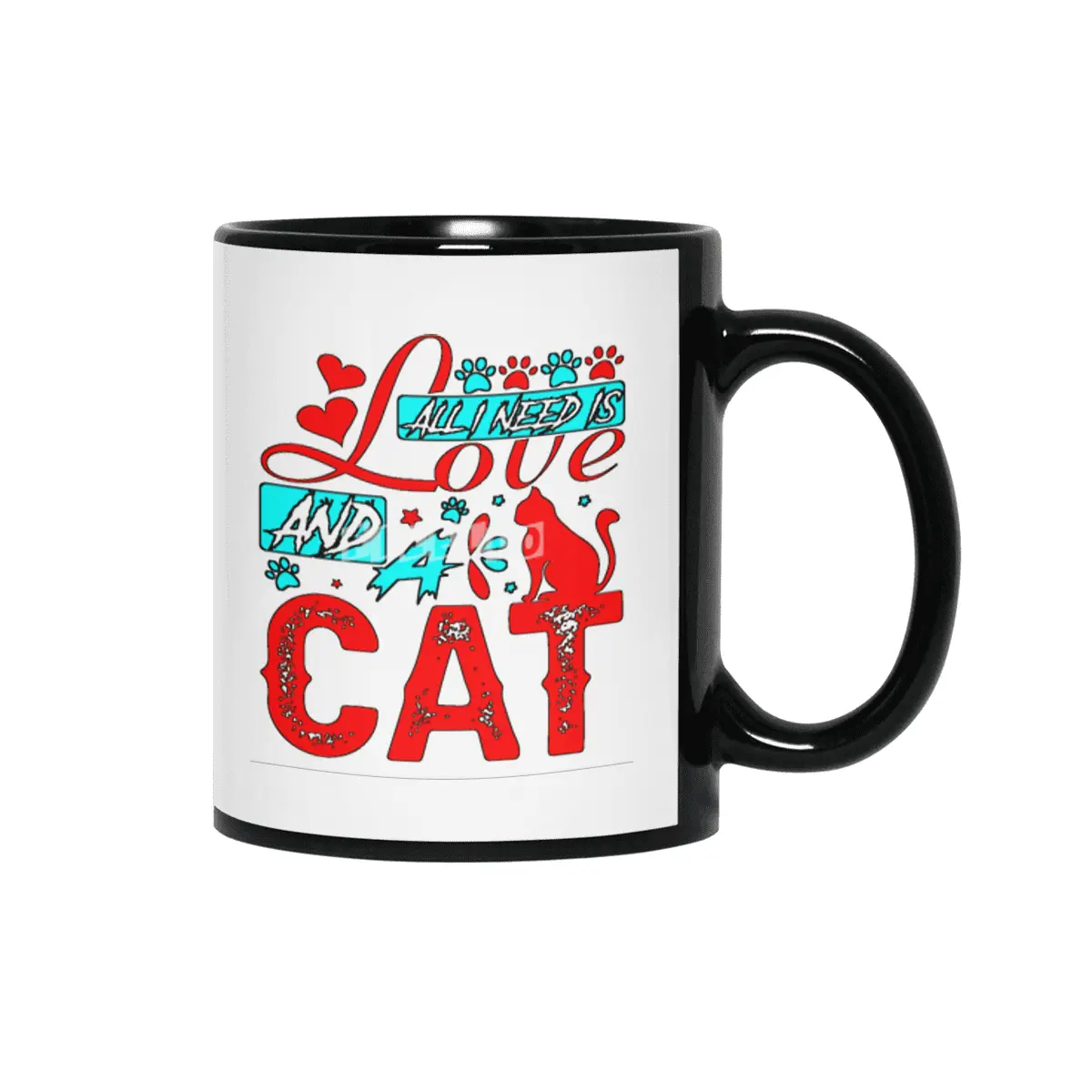 ALL I NEED IS LOVE AND A CAT Siyah Kupa