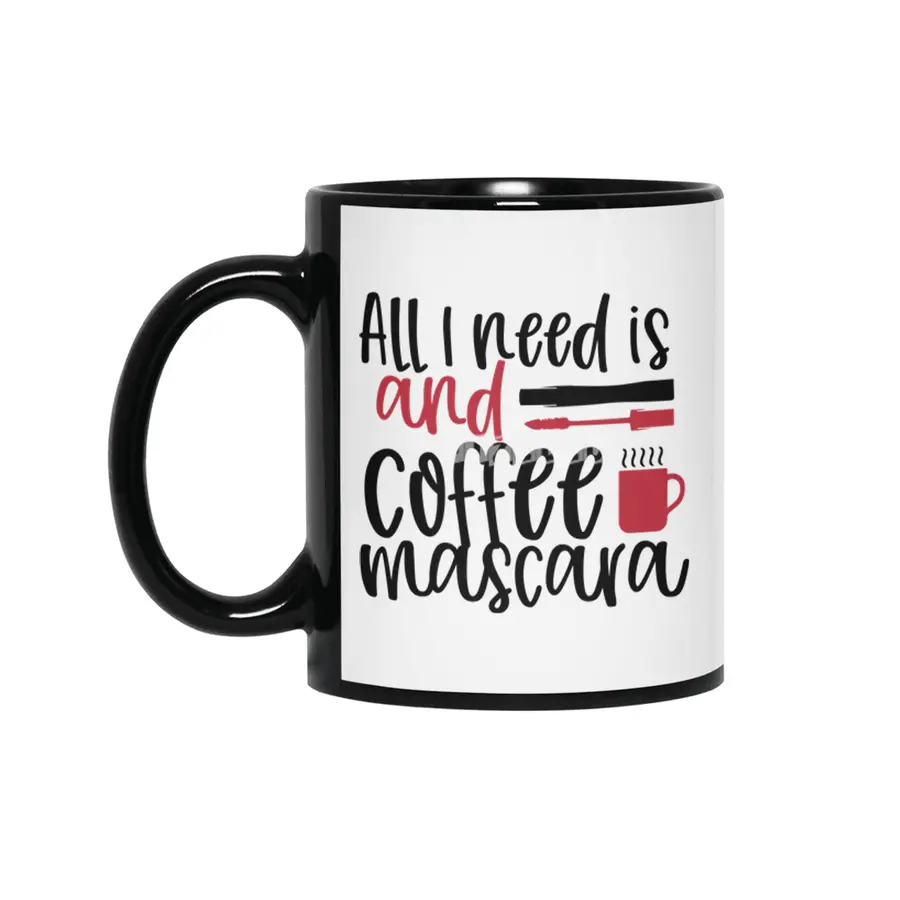 All I need is coffee and mascara design - Cool Siyah Kupa