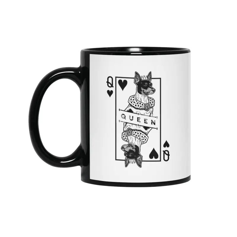 Toy Fox Terrier Queen Of Hearts Funny Dog Lover Pop Art Siyah Kupa