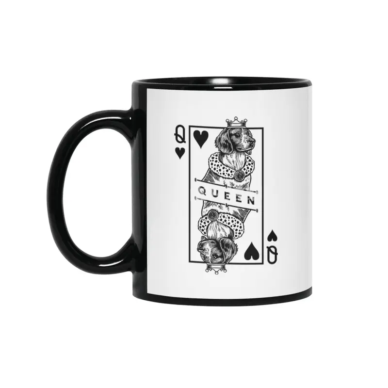Welsh Springer Spaniel Queen Of Hearts Dog Lover Pop Art Siyah Kupa