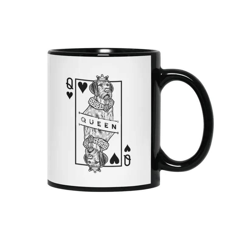 Wirehaired Vizsla Queen Of Hearts Funny Dog Lover Pop Art Siyah Kupa